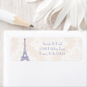 Étiquette Silver Peony Damask Lavender Vintage Tour Eiffel