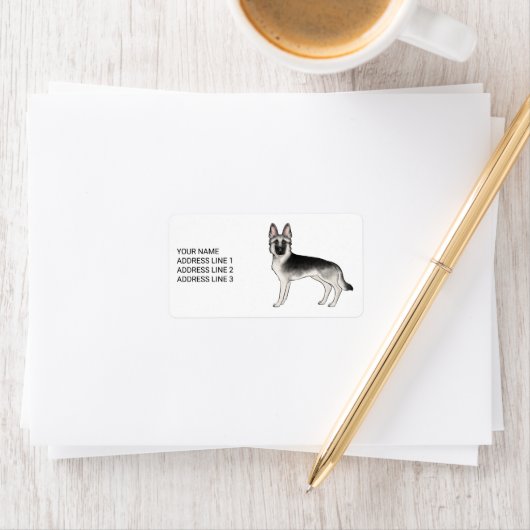 Étiquette Silver Sable Berger Allemand Chien Et Texte Person (En situation)