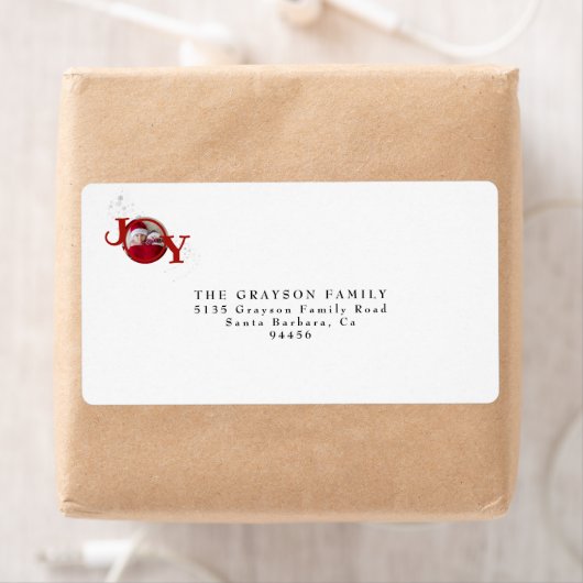 Étiquette Silver Snowflake Joyeux Noël Joie Photo Holiday (En situation)