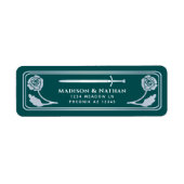 Étiquette Silver Teal Royal Medieval Fantasy Sword Wedding (Devant)