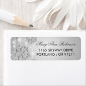 Étiquette Silver Winter Anniversaire Adresse de retour (En situation)