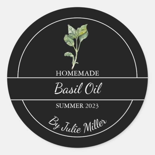 Étiquette simple à base d'huile de basilic fait ma (Devant)