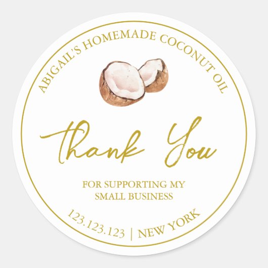 Étiquette simple à base d'huile de coco maison (Devant)