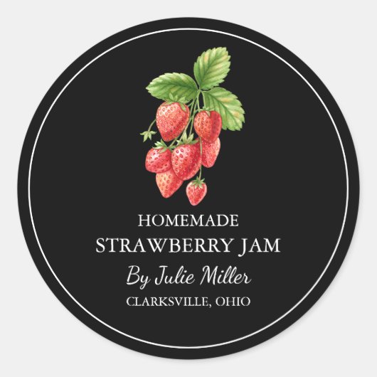 Étiquette simple à la confiture de fraises maison (Devant)