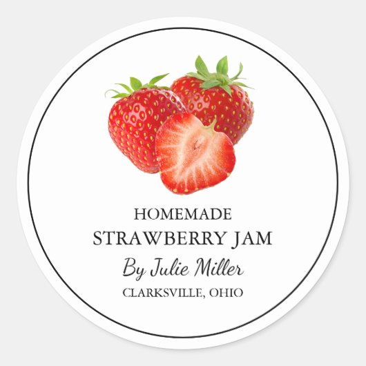 Étiquette simple à la confiture de fraises maison (Devant)