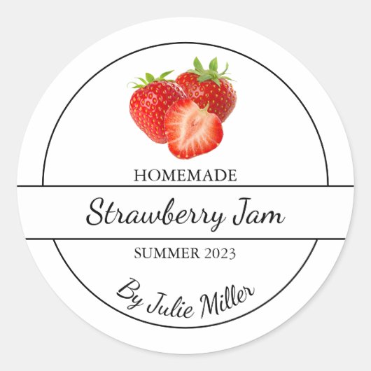 Étiquette simple à la confiture de fraises maison (Devant)