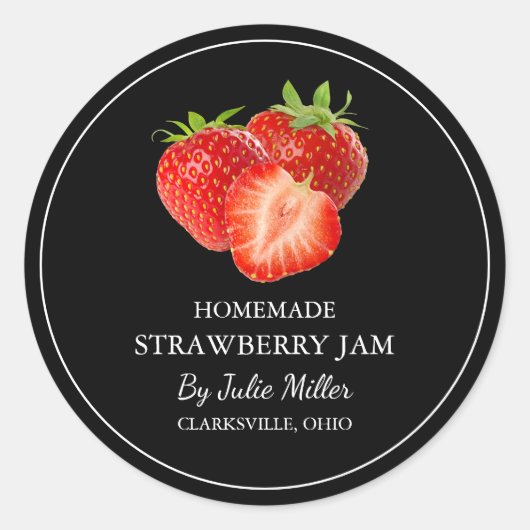 Étiquette simple à la confiture de fraises maison (Devant)