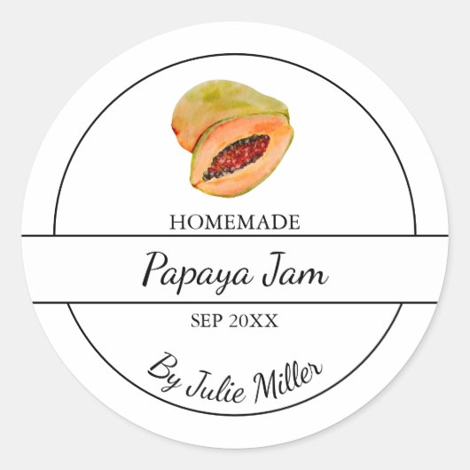 Étiquette simple à la confiture de Papaya fait mai (Devant)