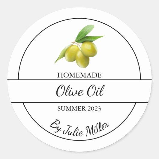 Étiquette simple à l'huile d'olive maison (Devant)
