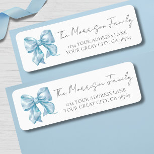 Étiquette Simple Adresse de Retour au Ruban Bleu