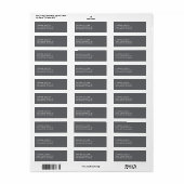 Étiquette Simple Adresse de Retour Classique Gris Foncé Basé (Feuille entière)
