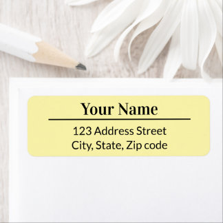 Étiquette Simple Adresse de Retour de Courrier Jaune Minimal