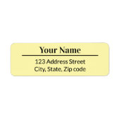 Étiquette Simple Adresse de Retour de Courrier Jaune Minimal (Devant)