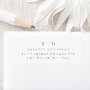 Étiquette Simple Adresse de Retour de Mariage Bleu Poussiére