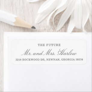Étiquette Simple Adresse de Retour de Mariage Élégante Grise