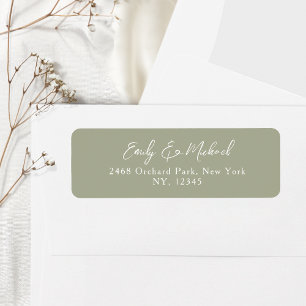 Étiquette Simple Adresse de Retour de Mariage en Vert Sauge