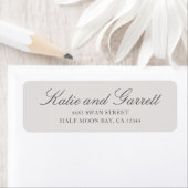 Étiquette Simple Adresse de Retour de Mariage Script Gris Un (En situation)