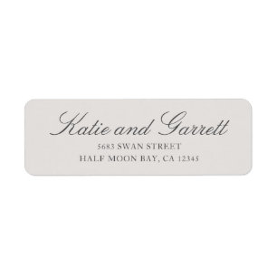 Étiquette Simple Adresse de Retour de Mariage Script Gris Un