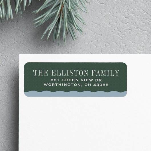 Étiquette Simple adresse de retour Noël vert et bleu