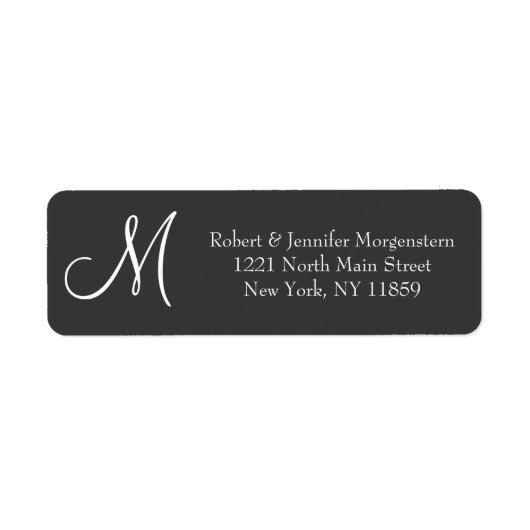 Étiquette Simple and Elegant, Black & White Monogram Address (Devant)