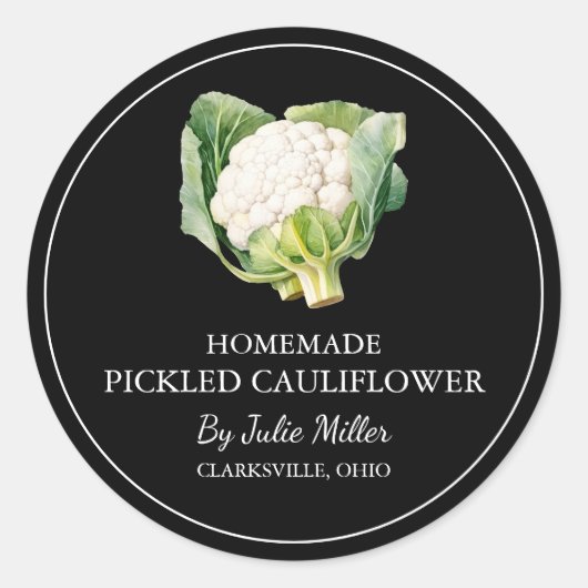 Étiquette simple au chou-fleur cueilli maison (Devant)
