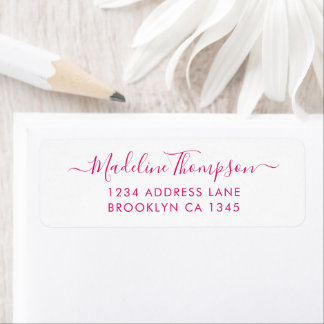 Étiquette Simple Basic Magenta Élégant Script Girly Chic