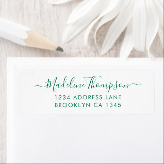 Étiquette Simple Basique Vert Élégant Script Girly Chic