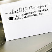 Étiquette Simple Black white script mailing graduation