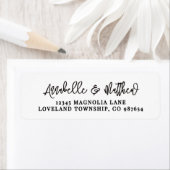 Étiquette Simple Black White Script Return Address (En situation)