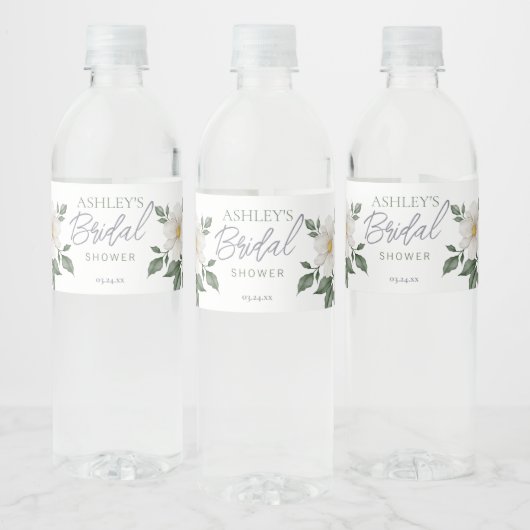 Étiquette simple blanc floral de la bouteille d'ea (Bouteilles)
