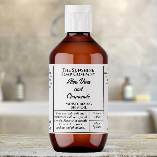 Étiquette simple blanche pour flacon de cosmétique