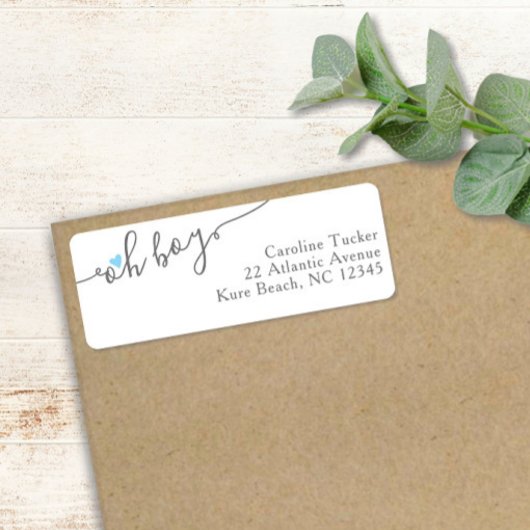 Étiquette Simple Blue Heart New Baby Boy Adresse de retour