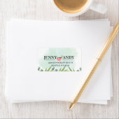 Étiquette Simple Blush Greenery Succulent Mariage Adresse L (En situation)