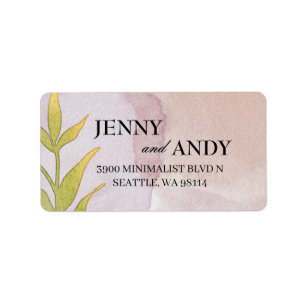 Étiquette Simple Blush Greenery Succulent Mariage Adresse L