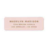 Étiquette Simple Blush Pink Elegant Adresse de retour (Devant)