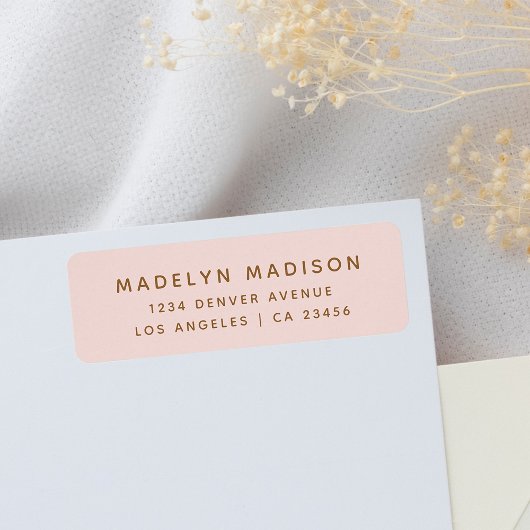 Étiquette Simple Blush Pink Elegant Adresse de retour