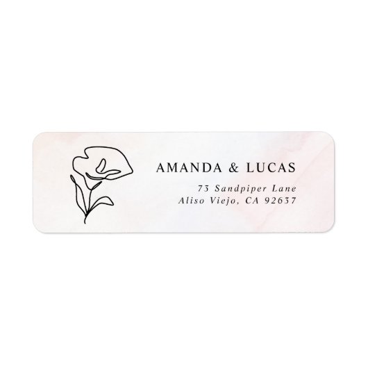 Étiquette Simple Botanique Rustique Mariage Adresse de retou (Devant)