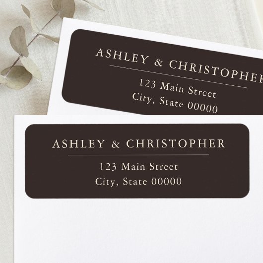 Étiquette Simple Brown Elegant Wedding Return Address