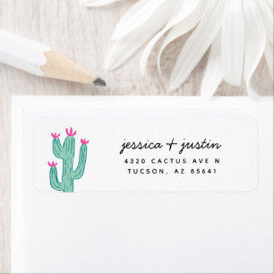Étiquette Simple Cactus Mariage Adresse de retour