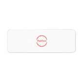 Étiquette simple cercle rouge ajouter votre nom lettre texte (Devant)