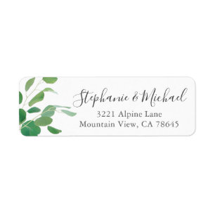 Étiquette Simple Chic Green Feuilles Adresse de retour perso