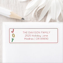 Simple Christmas Joy Holiday Adresse de retour Lab