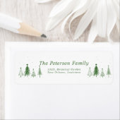 Étiquette Simple Christmas Pine Tree | Green Address  (En situation)