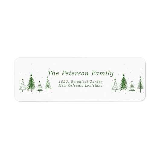 Étiquette Simple Christmas Pine Tree | Green Address (Devant)