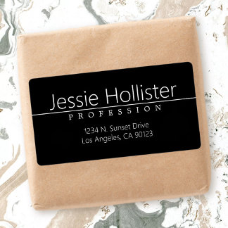 Étiquette Simple Classic Black White Business Adresse de ret