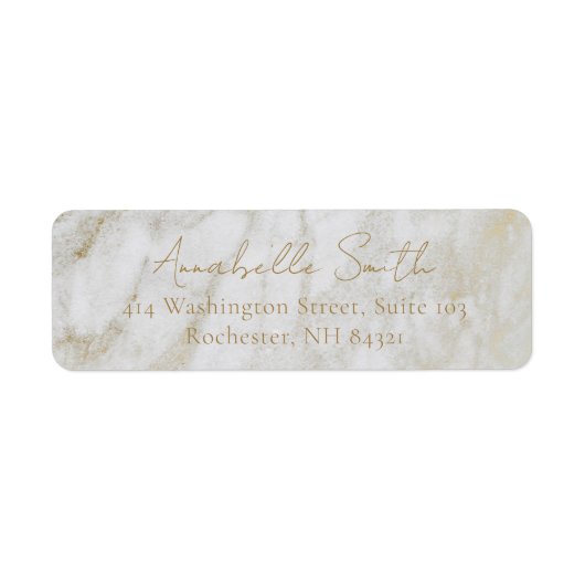 Étiquette Simple Classic Gold Marble Elegant Adresse de reto (Devant)