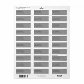 Étiquette Simple Classique Adresse de Retour Texte Basé Gris (Feuille entière)