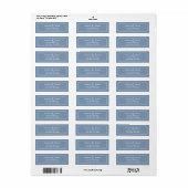 Étiquette Simple classique Dusty Blue Mariage Adresse de ret (Feuille entière)