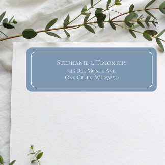 Étiquette Simple classique Dusty Blue Mariage Adresse de ret