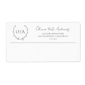 Étiquette Simple classique Monogramme Wreath Élégant (Devant)